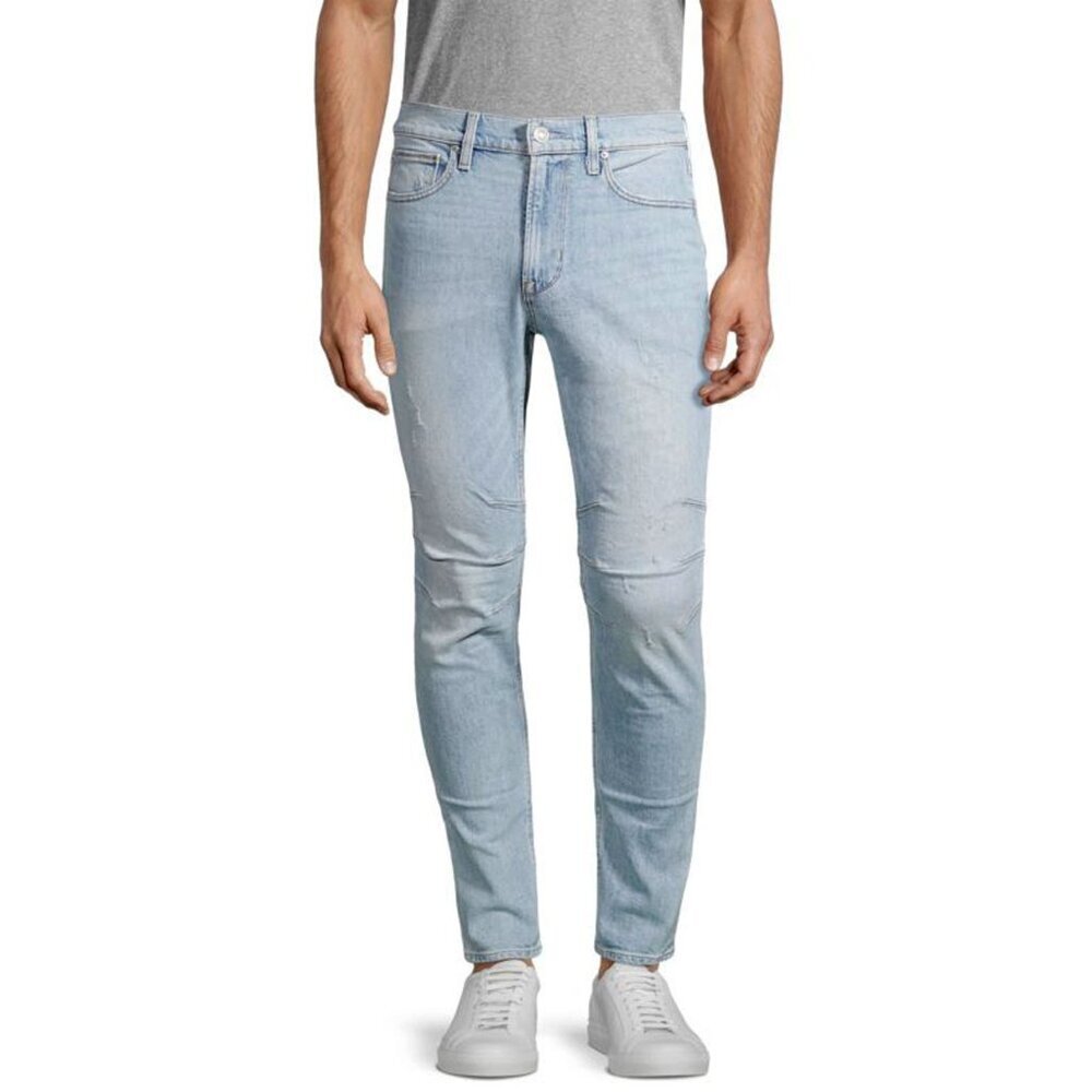 HUDSON Mens Zach Skinny Moto Jeans Stretch Light Wash Paci Casual sz 42 NEW